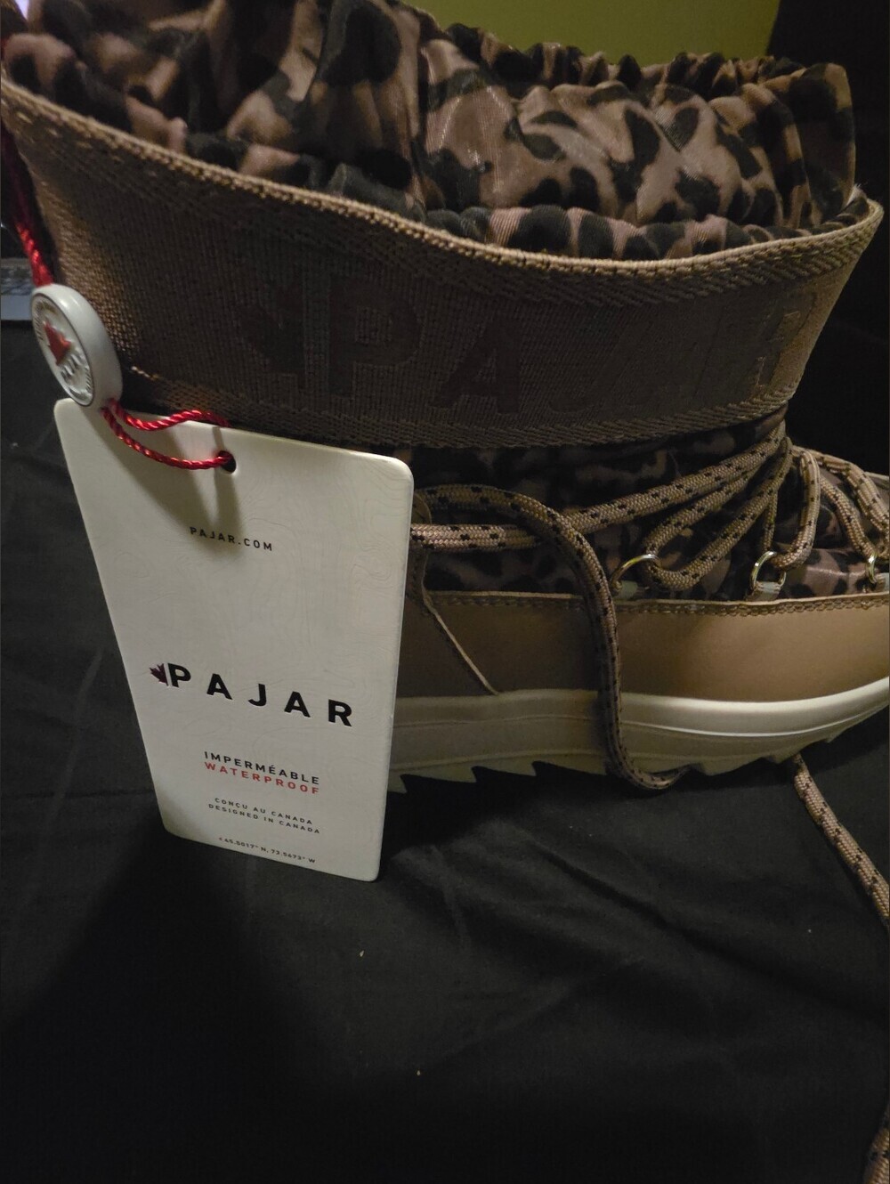 Labor Day Sale NWT- Pajar Womens Leopard Print Brown Lace-Up Winter Boot-No Box - Picture 6 of 6